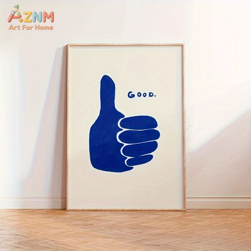 AZNM 미니멀리스트 블루 엄지척 좋은 문구 캔버스 프 - Home Improvement Furniture 리뷰 및 가격