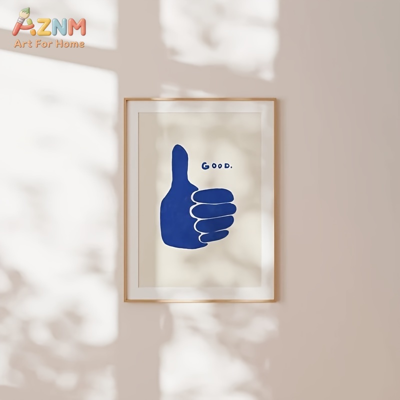 AZNM 미니멀리스트 블루 엄지척 좋은 문구 캔버스 프 - Home Improvement Furniture 리뷰 및 가격